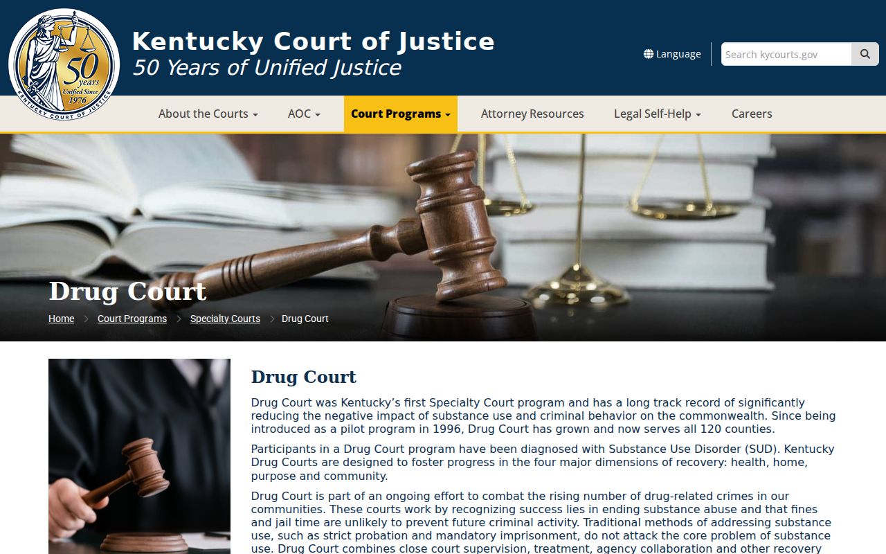 Kentucky Drug Court information relevant to eligible Pike County criminal cases