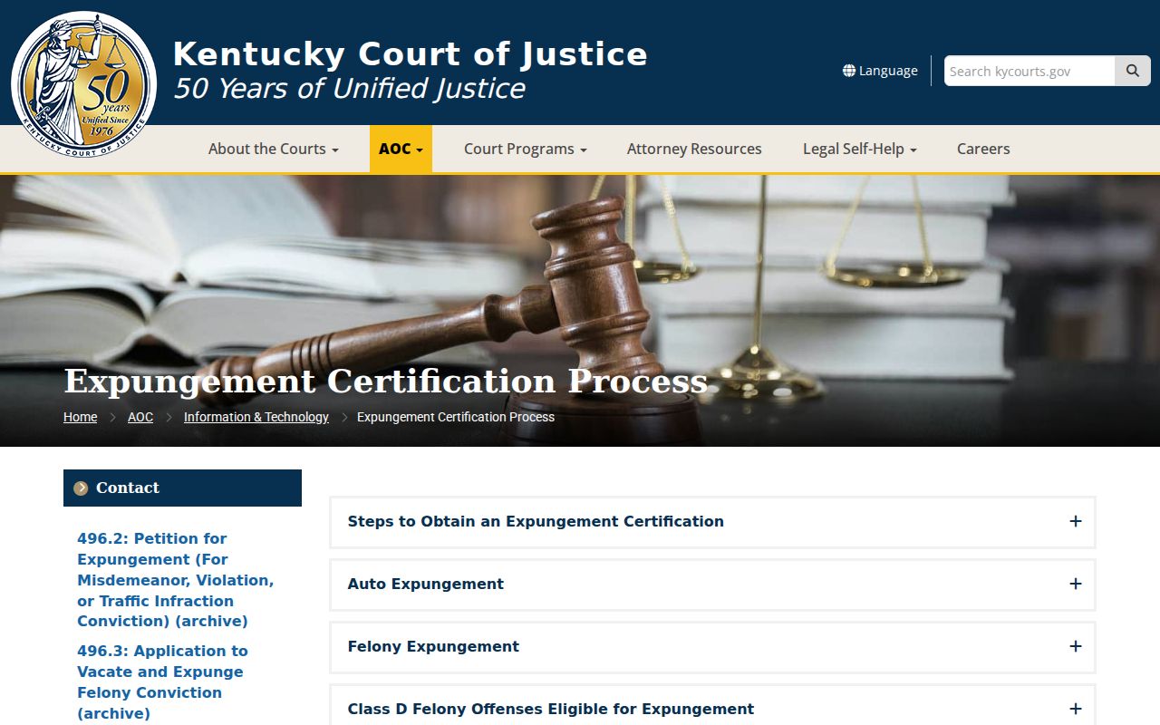 Kentucky expungement information for eligible Pike County criminal records