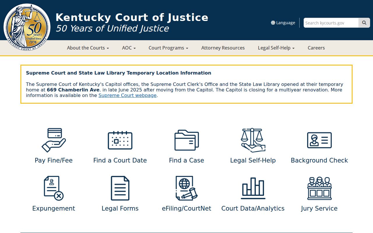 Kentucky Court of Justice services for Pike County criminal records